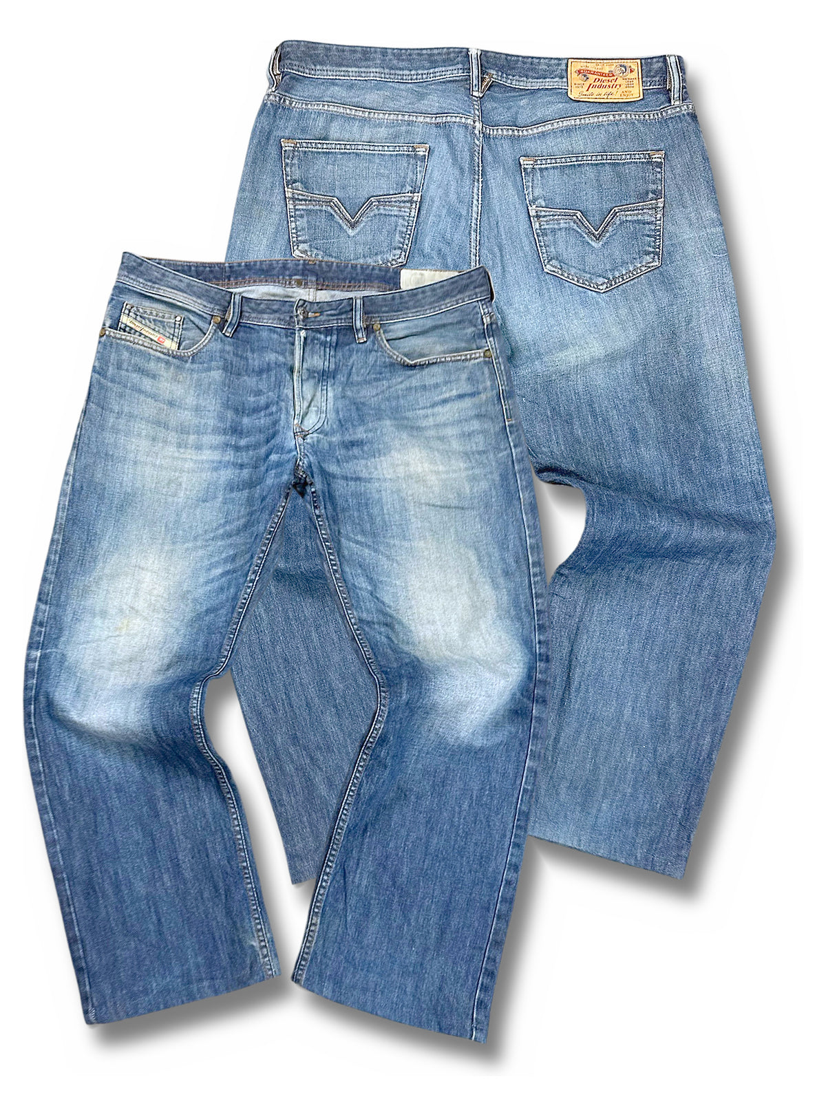 Vintage Diesel Baggy Jeans „Larkee“ (M) – Vorder- und Rückansicht