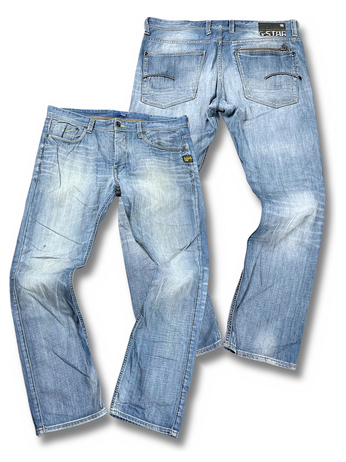 Vintage G-Star Y2K Straight Leg Jeans „3301“ (L) – Vorder- und Rückansicht