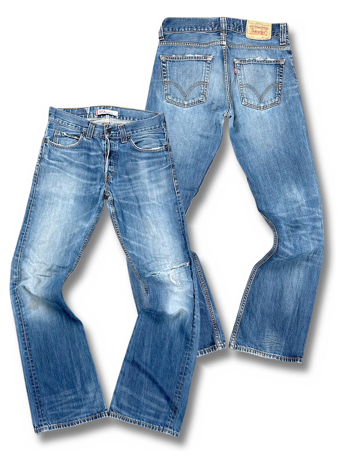 Vintage Levi’s Y2K Flared Jeans „512 Bootcut“ (L) – Vorder- und Rückansicht