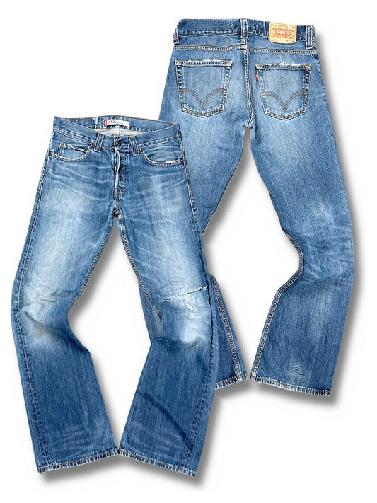 Vintage Levi’s Y2K Flared Jeans „512 Bootcut“ (L) – Vorder- und Rückansicht