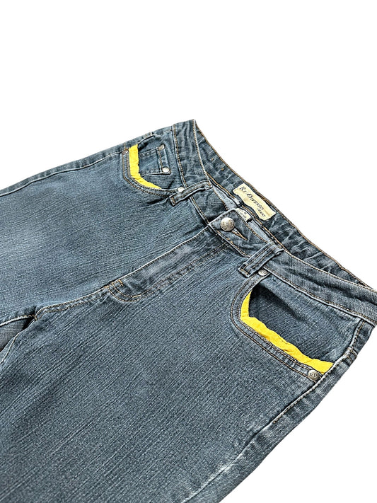 Vintage Embroidery Y2K Low Waist Bootcut / Flared Damenjeans (M)