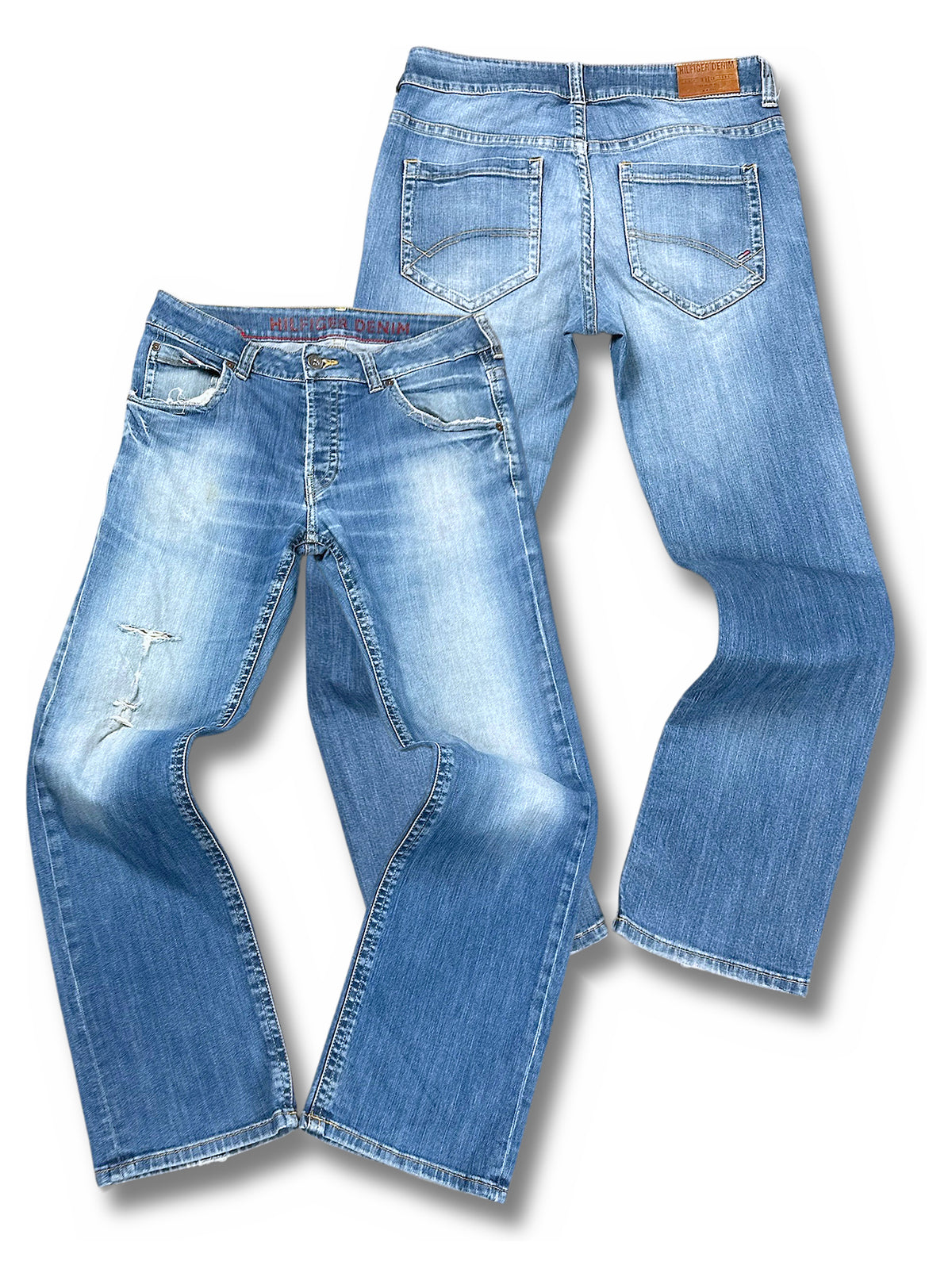 Vintage Tommy Hilfiger Y2K Straight Leg Jeans (M) – Vorder- und Rückansicht
