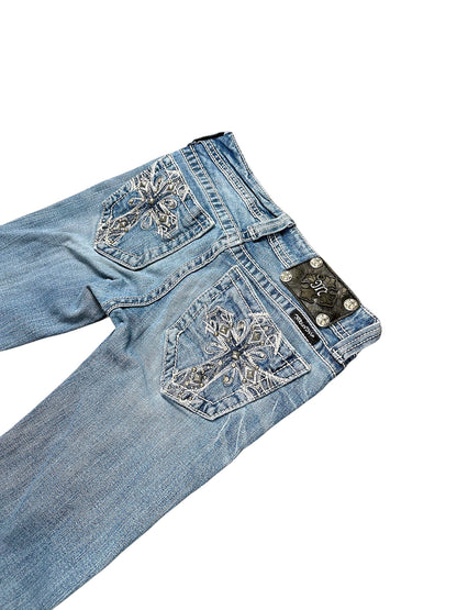 Vintage Miss Me Y2K Low Waist Bootcut Damenjeans (XS) – Detailaufnahme 3
