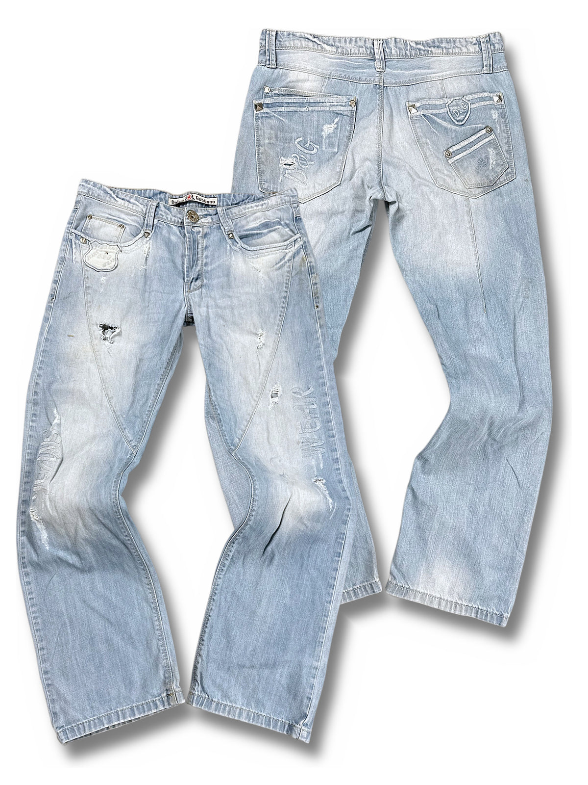 Vintage Dolce & Gabbana Y2K Flared Jeans (M) – Vorder- und Rückansicht