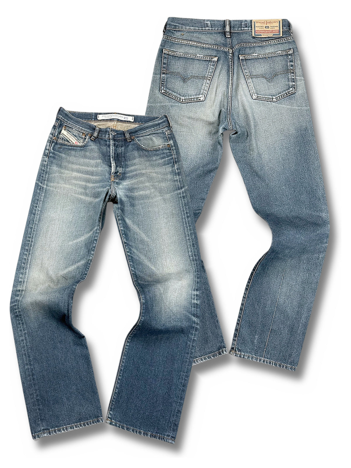 Vintage Diesel Straight Leg Jeans „Industry“ (L) – Vorder- und Rückansicht