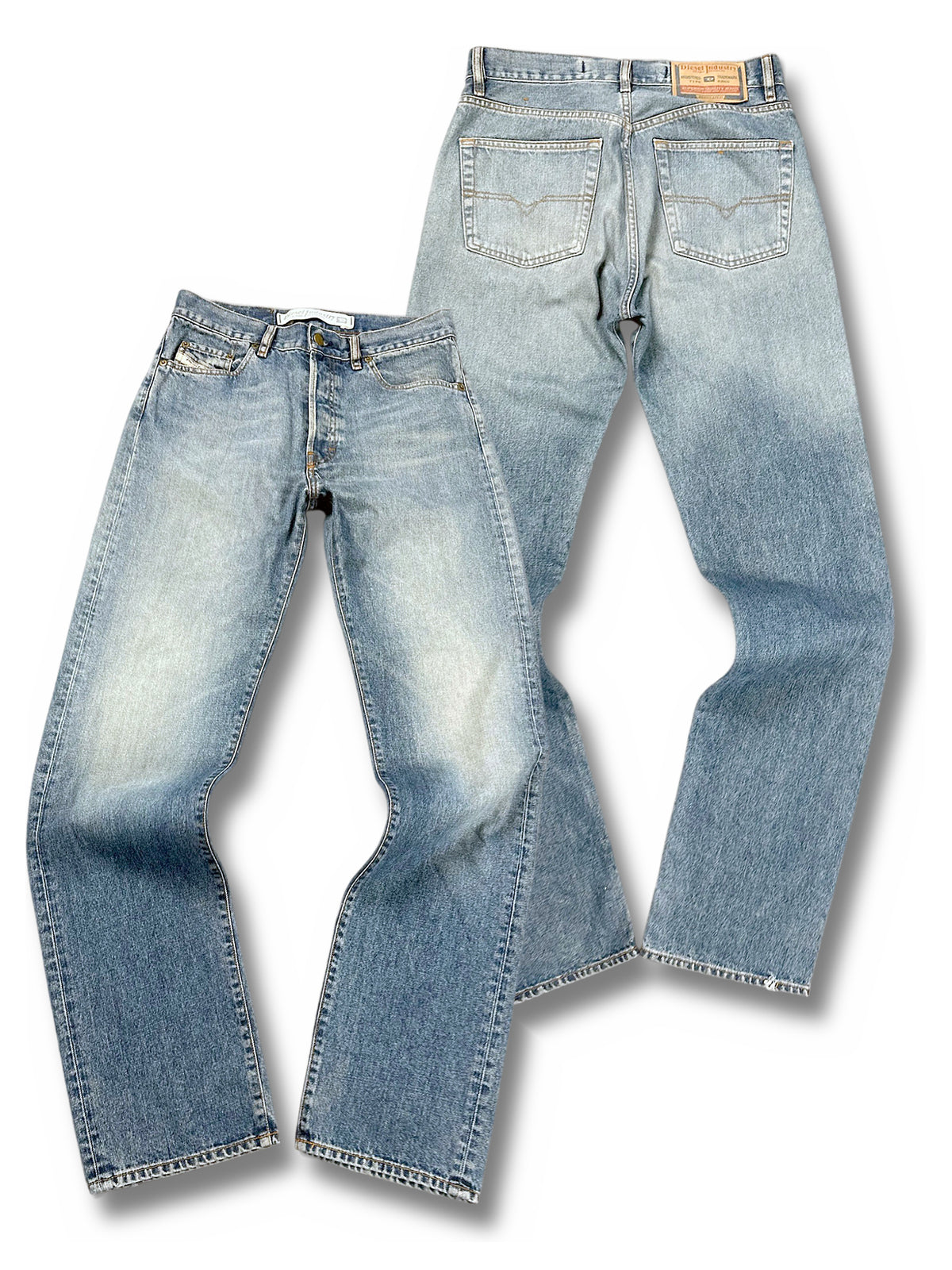 Vintage Diesel Y2K Straight Leg Jeans „Industry“ (XL) – Vorder- und Rückansicht