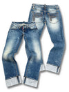 Vintage Japan Style Y2K Low Waist Straight Leg Damenjeans (S) – Vorder- und Rückansicht