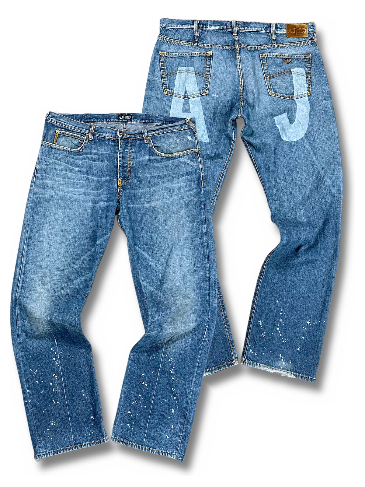 Vintage Armani Jeans Y2K Baggy Jeans (XL) – Vorder- und Rückansicht