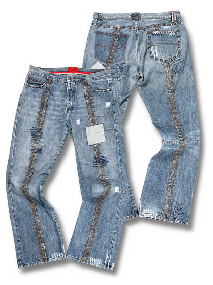 Vintage Hugo Boss Y2K Flared Jeans (M) – Vorder- und Rückansicht