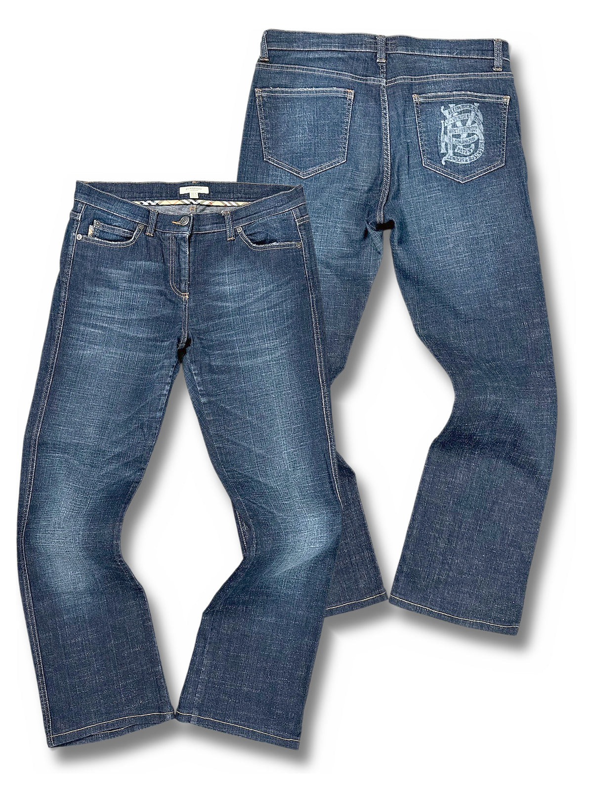 Vintage Burberry Y2K Straight Leg Jeans (S) – Vorder- und Rückansicht