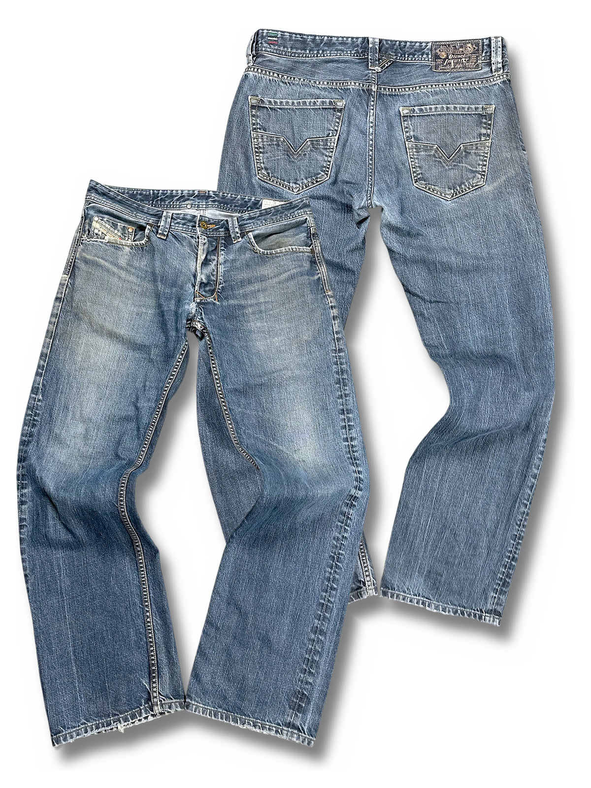Vintage Diesel Straight Leg Jeans „Larkee“ (M) – Vorder- und Rückansicht