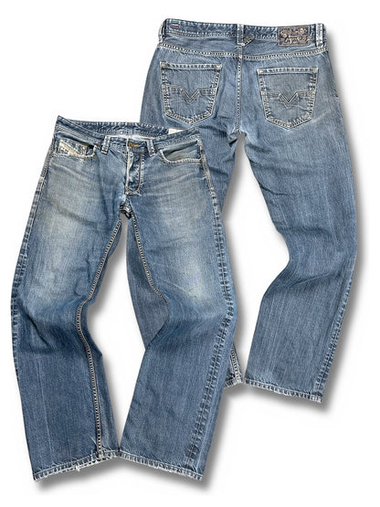 Vintage Diesel Straight Leg Jeans „Larkee“ (M) – Vorder- und Rückansicht