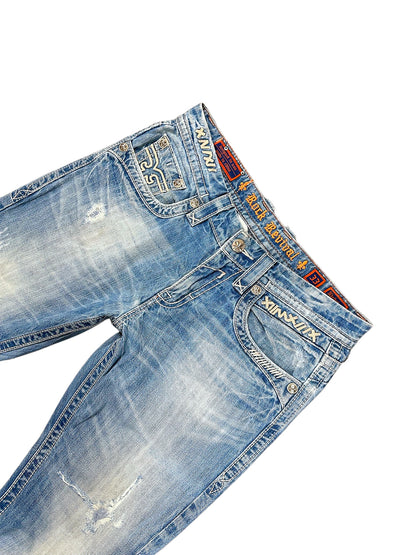 Vintage Rock Revival Y2K Baggy Jeans (M) – Detailaufnahme 1