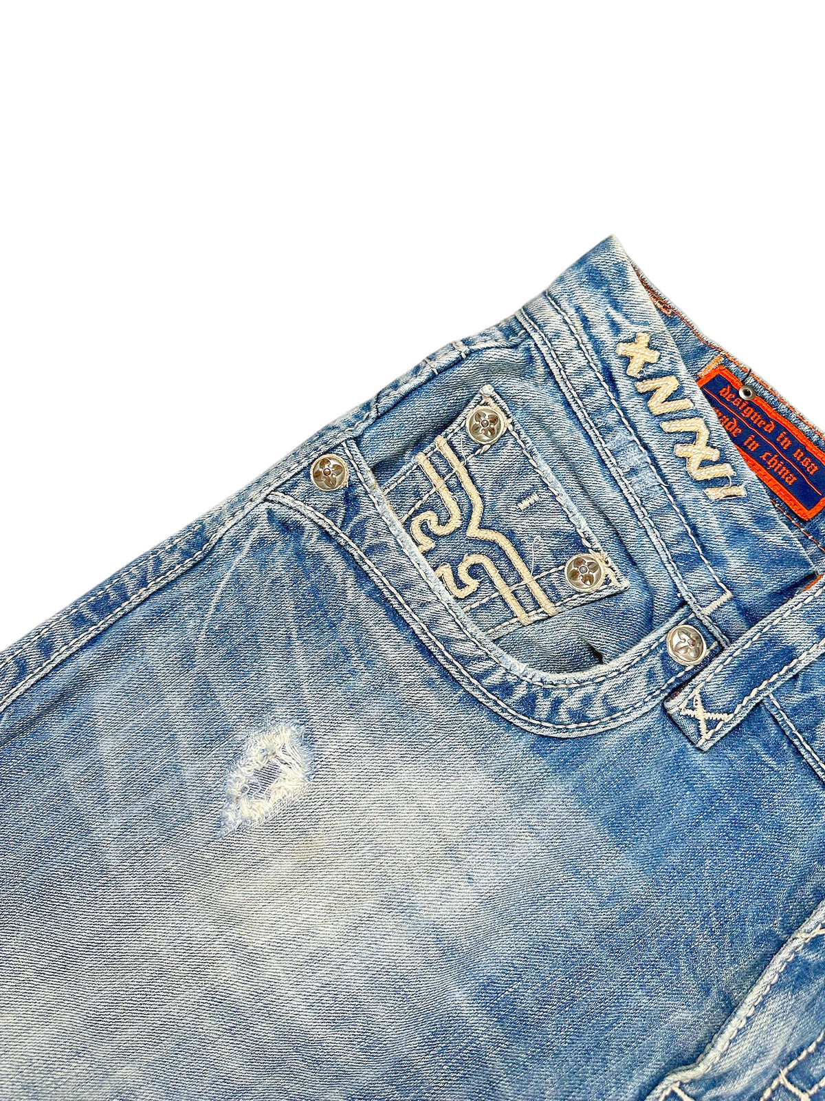 Vintage Rock Revival Y2K Baggy Jeans (M) – Detailaufnahme 2