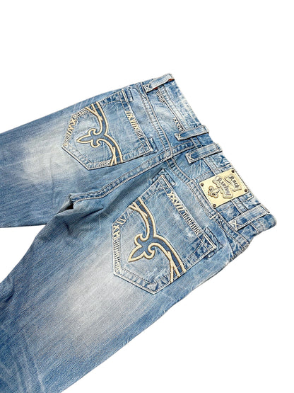 Vintage Rock Revival Y2K Baggy Jeans (M) – Detailaufnahme 6