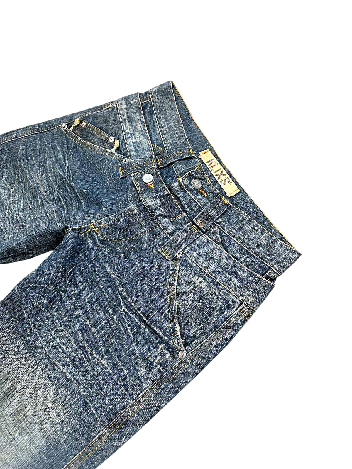 Vintage KLIXS Y2K Straight Leg Jeans „Japan Style“ (M) – Detailaufnahme 1