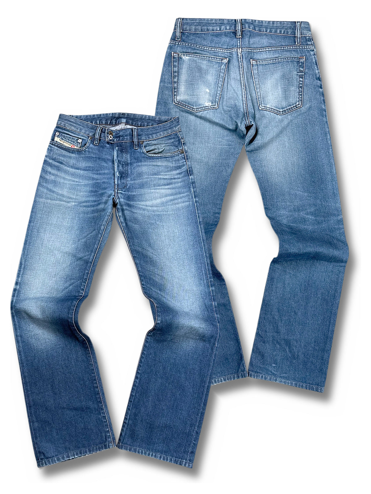 Vintage Diesel Bootcut Damenjeans (L) – Vorder- und Rückansicht