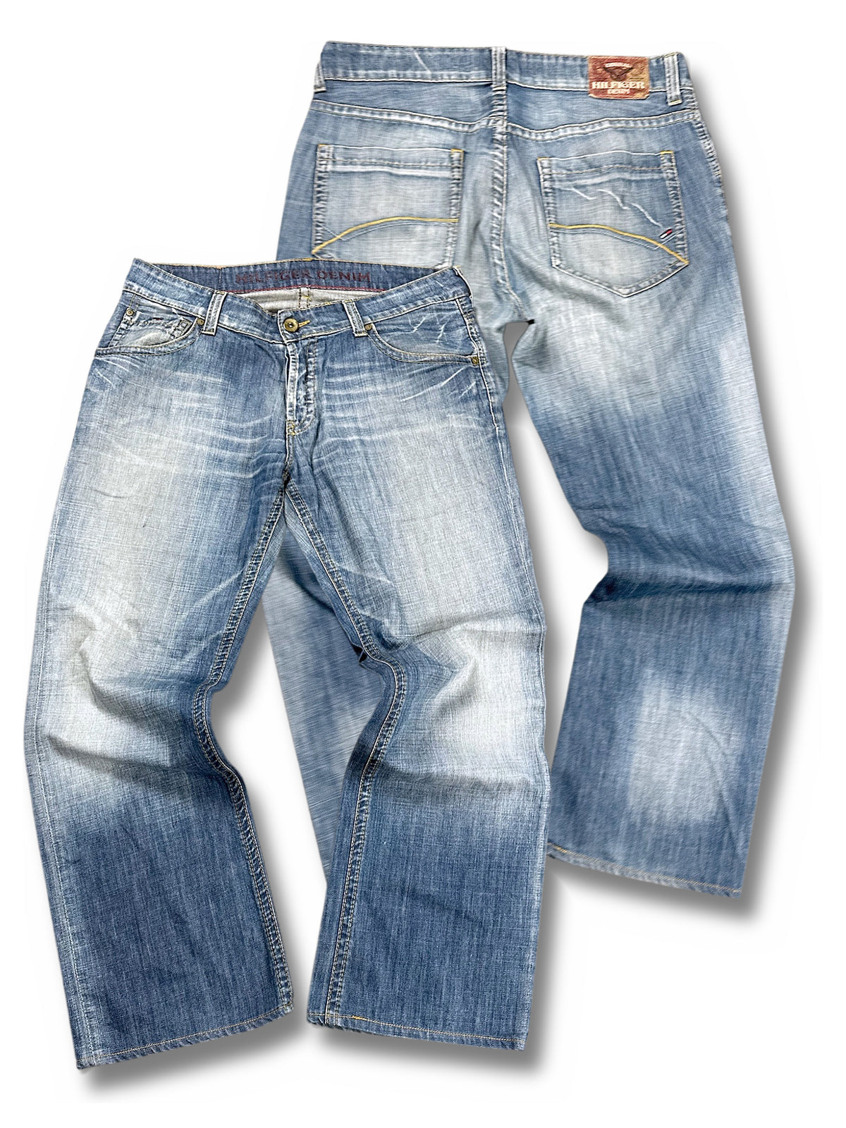 Vintage Hilfiger Denim Baggy Jeans (M) – Vorder- und Rückansicht