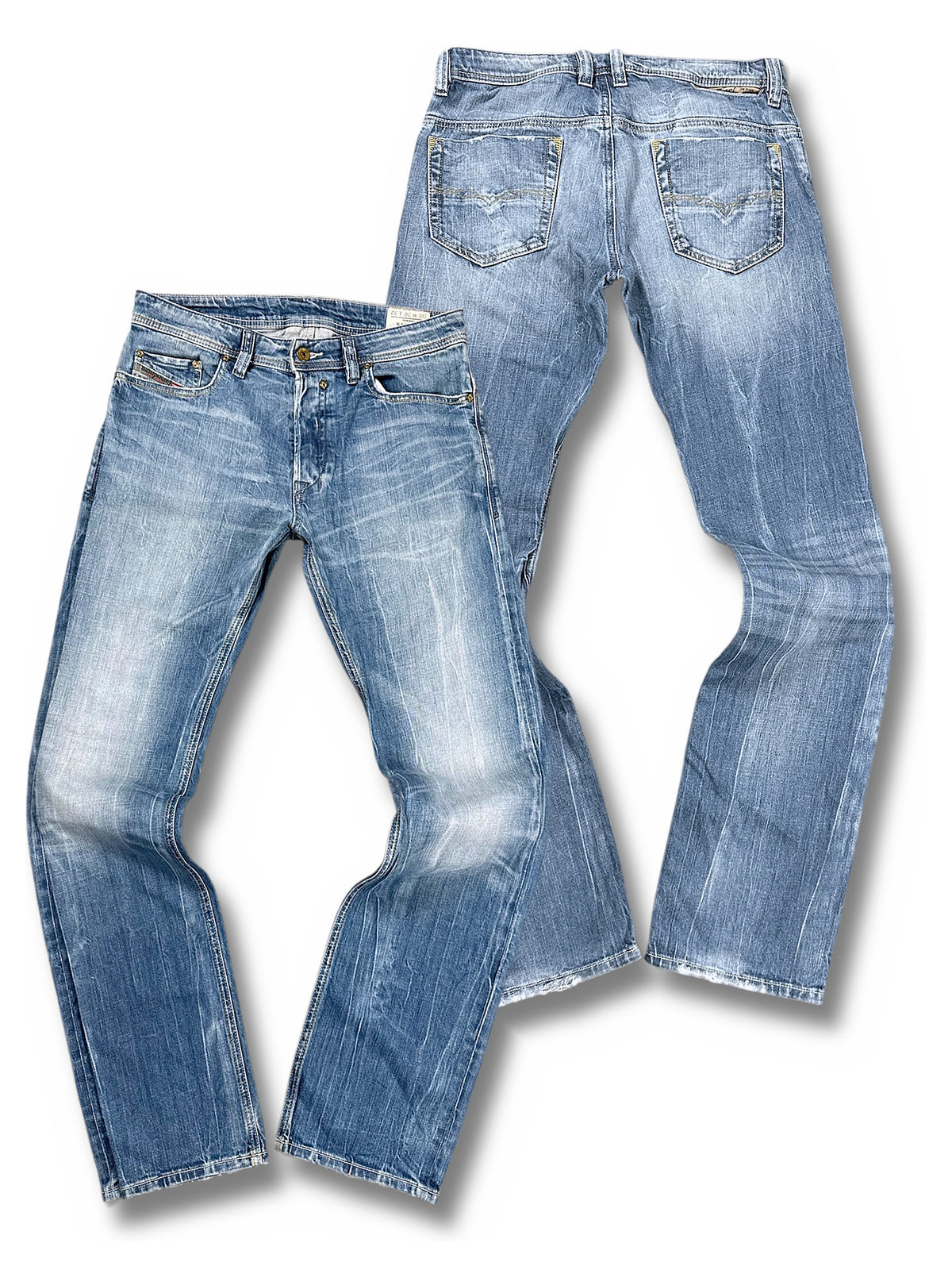 Vintage Diesel Straight Leg Jeans „Safado“ (L) – Vorder- und Rückansicht