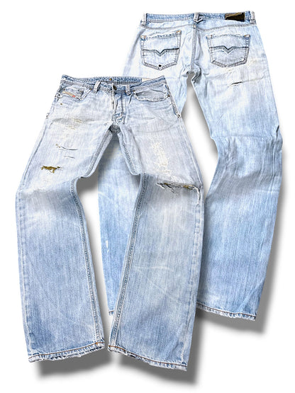 Vintage Diesel Y2K Ripped Straight Leg Jeans (L)