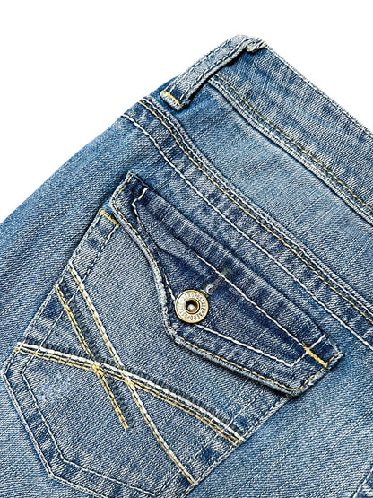 Vintage Embroidery Y2K Low Waist Bootcut / Flared Damenjeans (S)