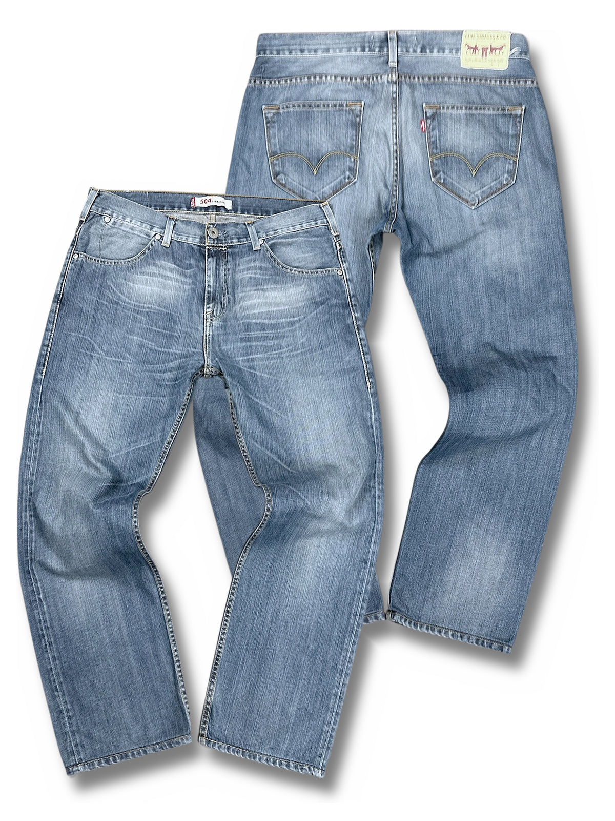 Vintage Levi’s Straight Leg Jeans „504 Straight“ (M) – Vorder- und Rückansicht