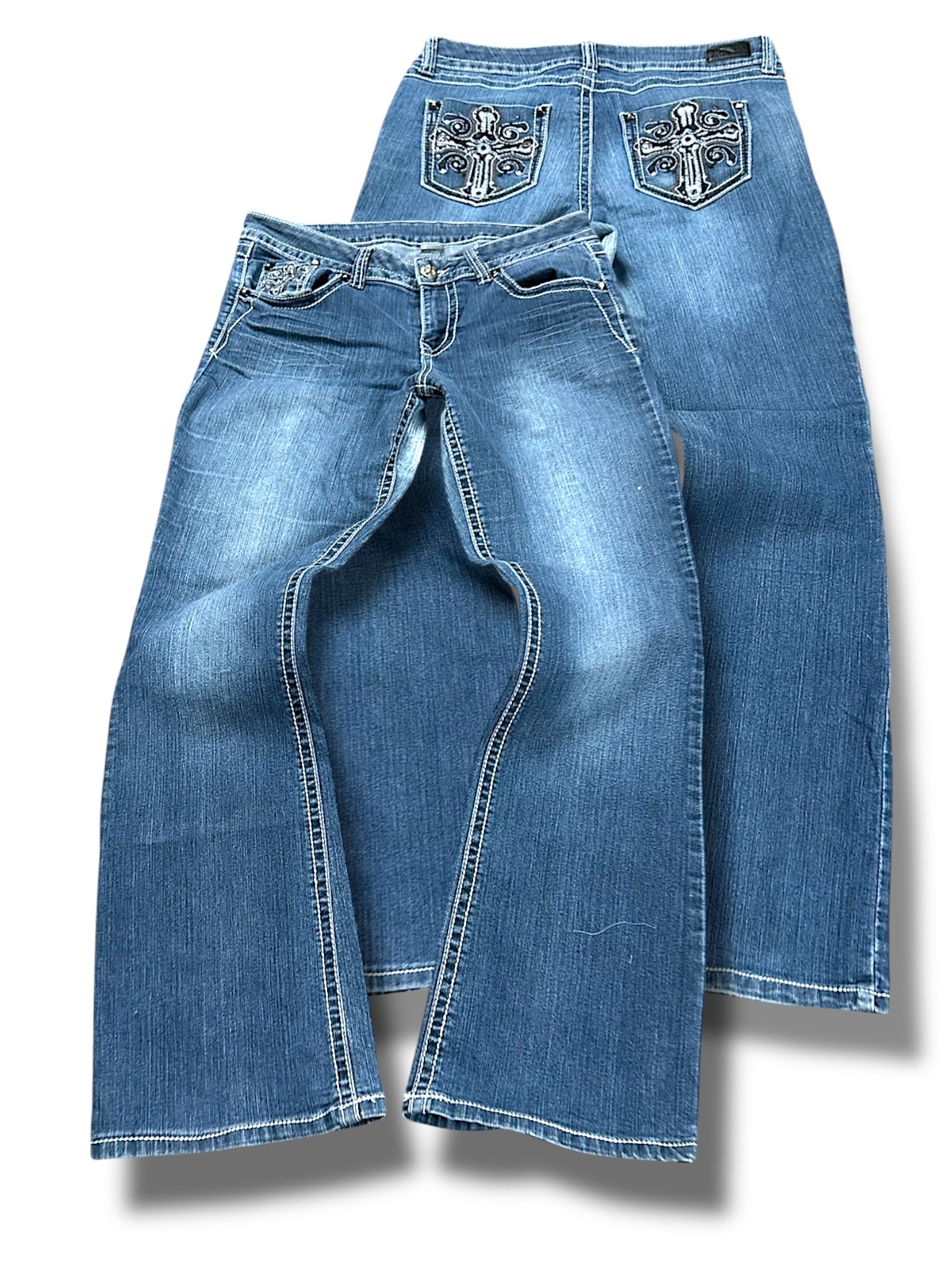 Vintage Embroidery Y2K Bootcut / Flared Damenjeans (M)