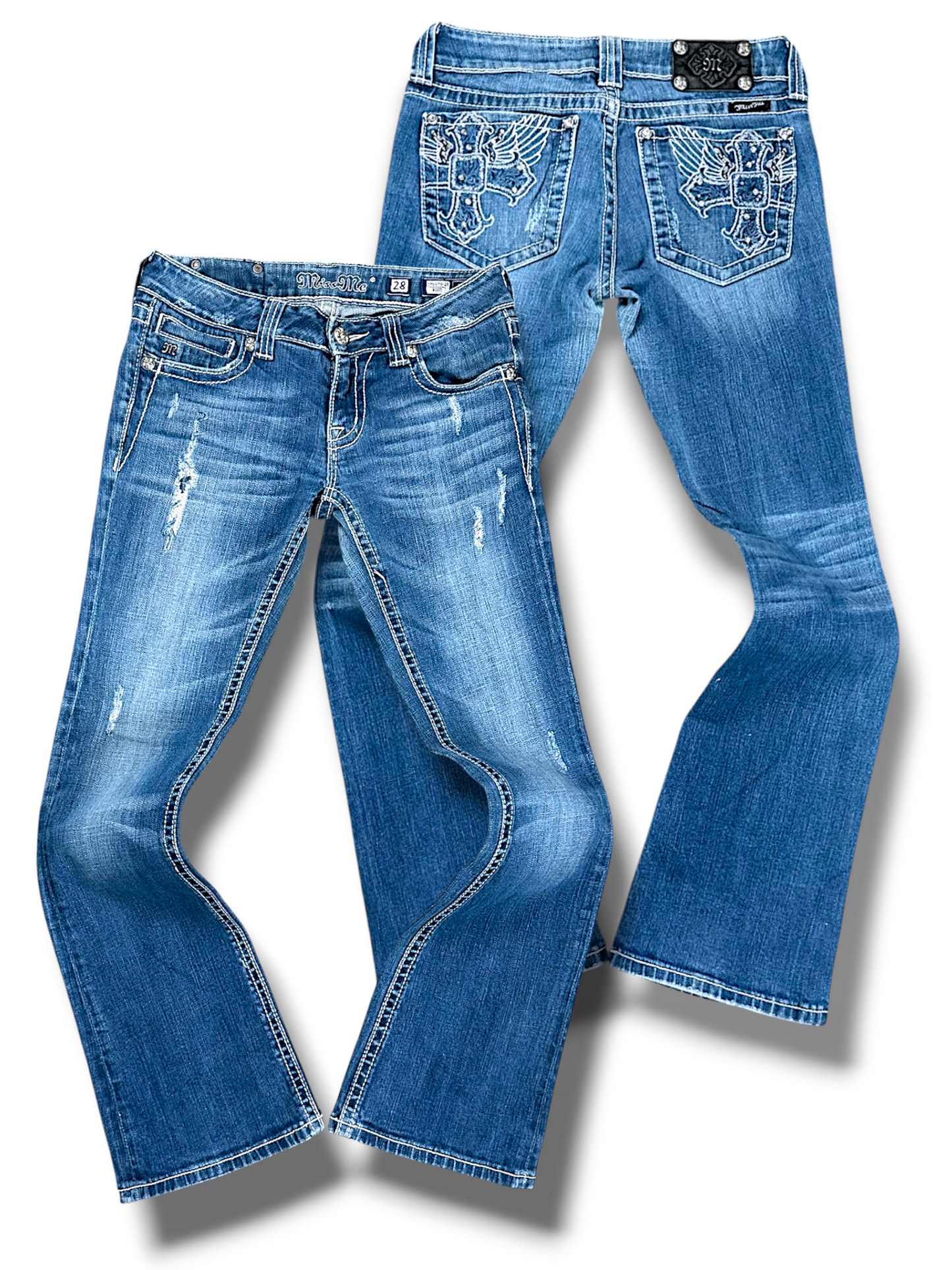 Vintage Miss Me Y2K Low Waist Bootcut Damenjeans (S)