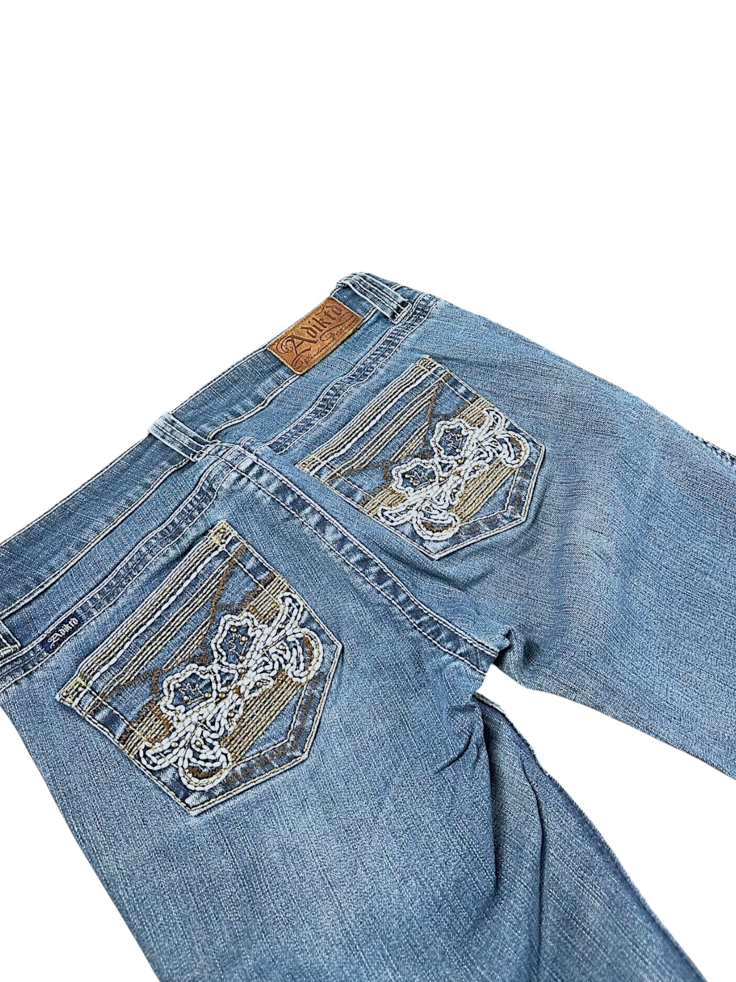 Vintage Embroidery Y2K Low Waist Bootcut / Flared Damenjeans (L)