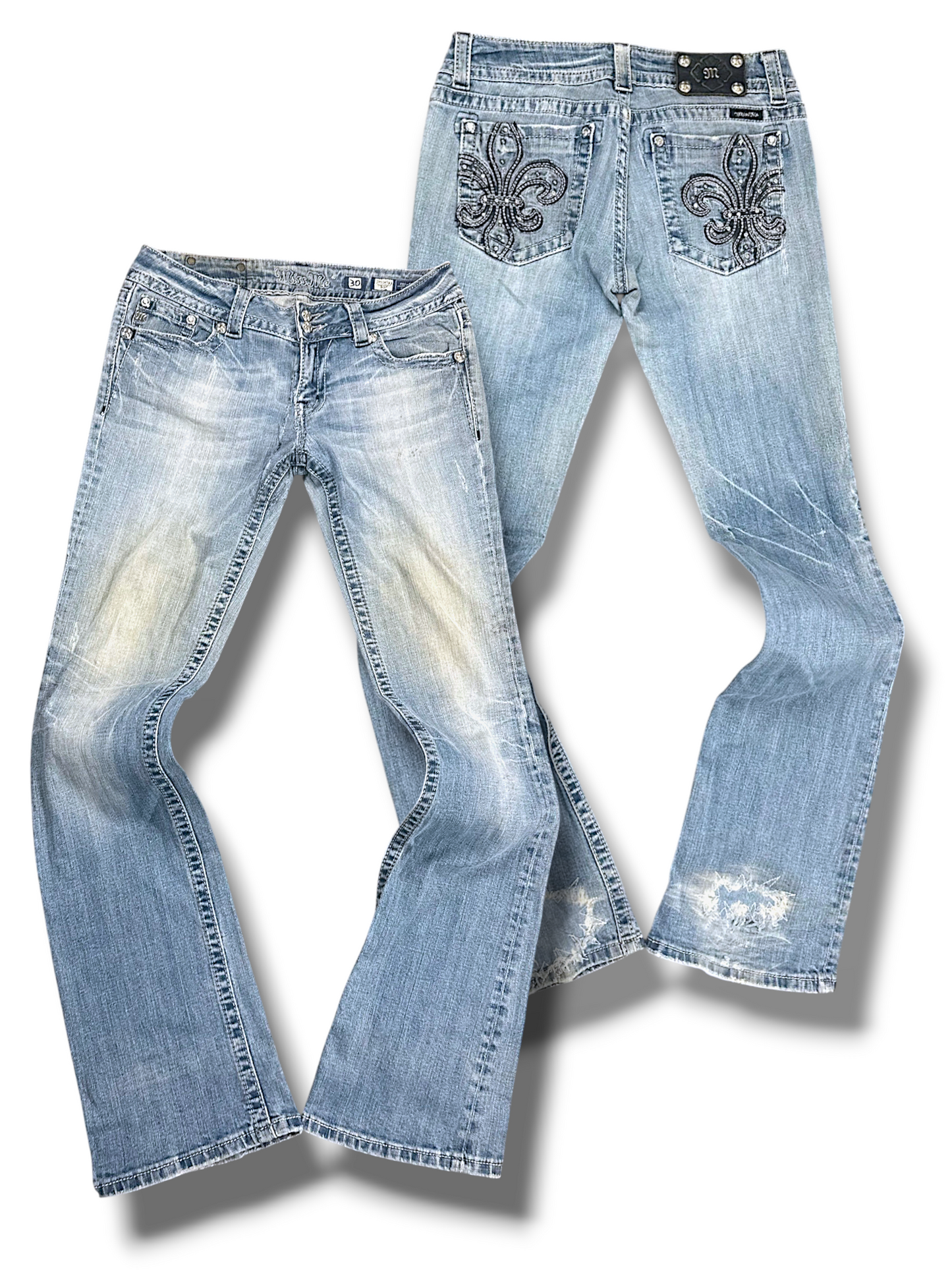 Vintage Miss Me Y2K Low Waist Bootcut Damenjeans (L)