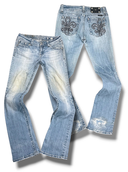 Vintage Miss Me Y2K Low Waist Bootcut Damenjeans (L)
