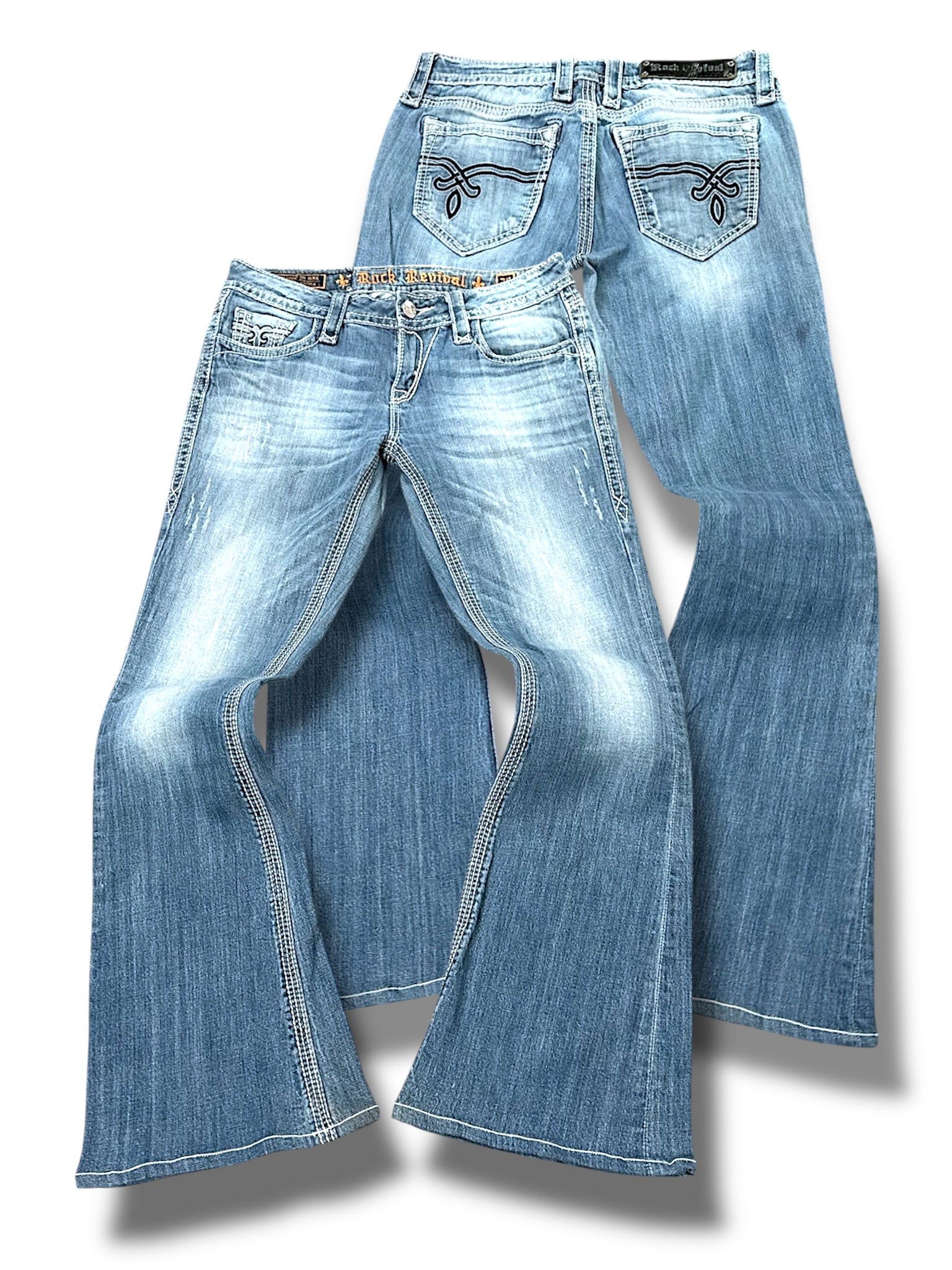 Vintage Rock Revival Y2K Low Waist Bootcut / Flared Damenjeans (S)