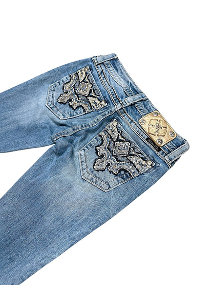 Vintage Miss Me Y2K Low Waist Bootcut Damenjeans (S)