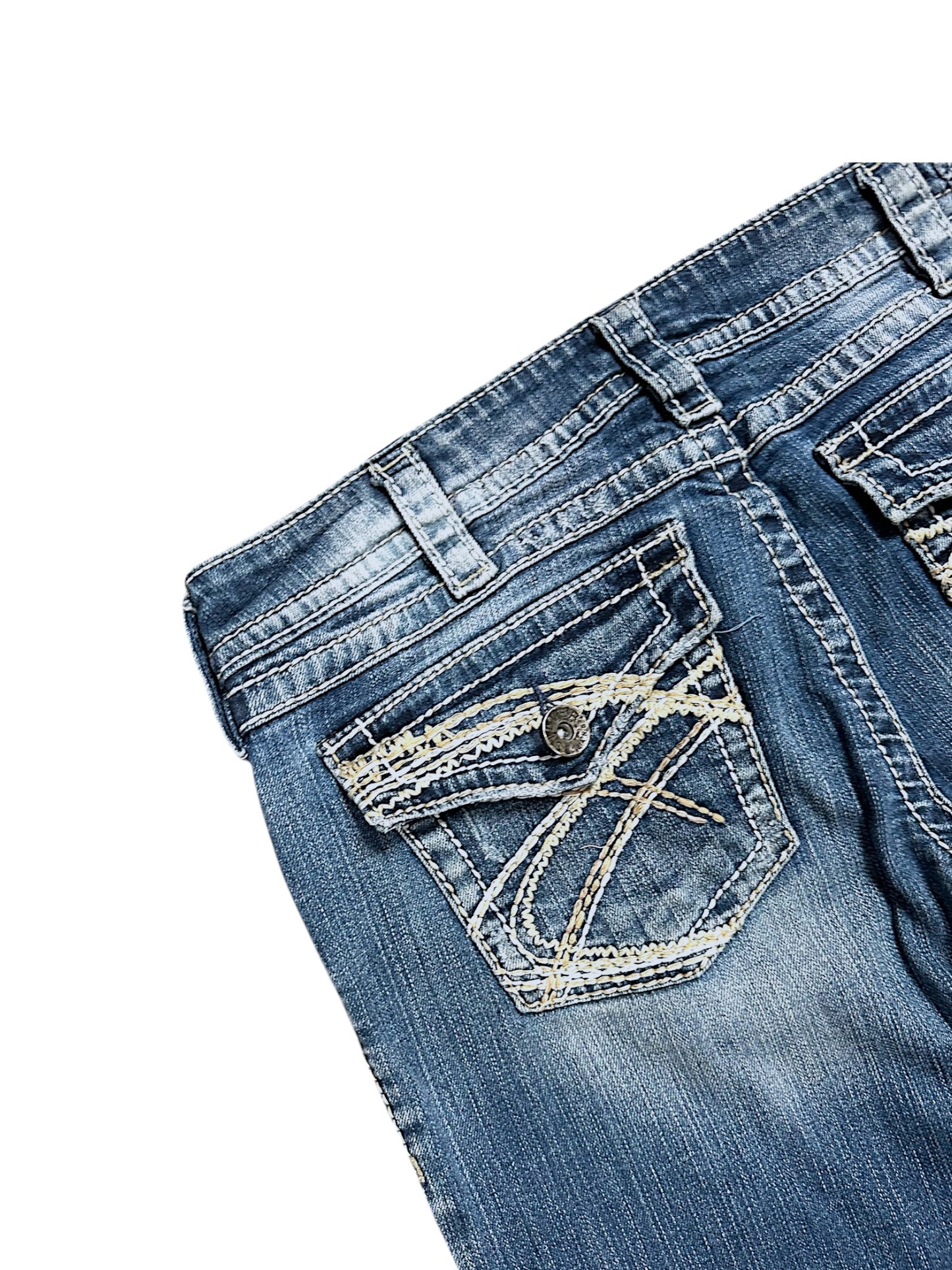 Vintage Y2K Silver Low Waist Bootcut Damenjeans (M)