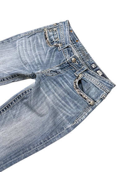 Vintage Miss Me Y2K Low Waist Bootcut Damenjeans (M)
