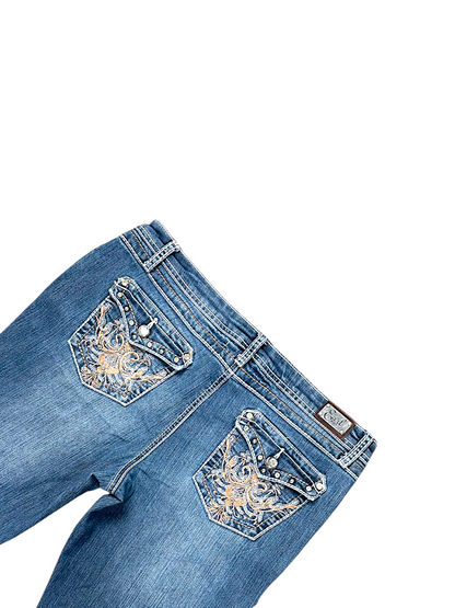 Vintage Embroidery Y2K Bootcut / Flared Damenjeans (M)