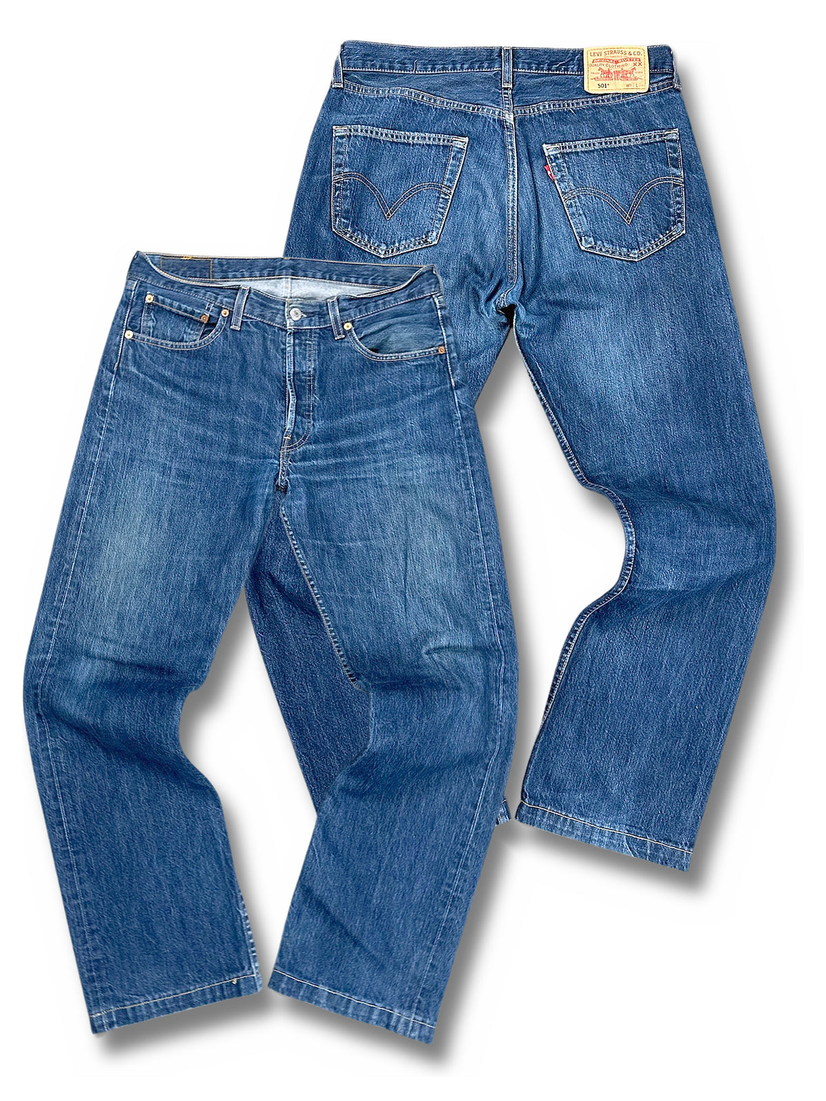 Vintage Levi’s Baggy Jeans „501“ (M) – Vorder- und Rückansicht
