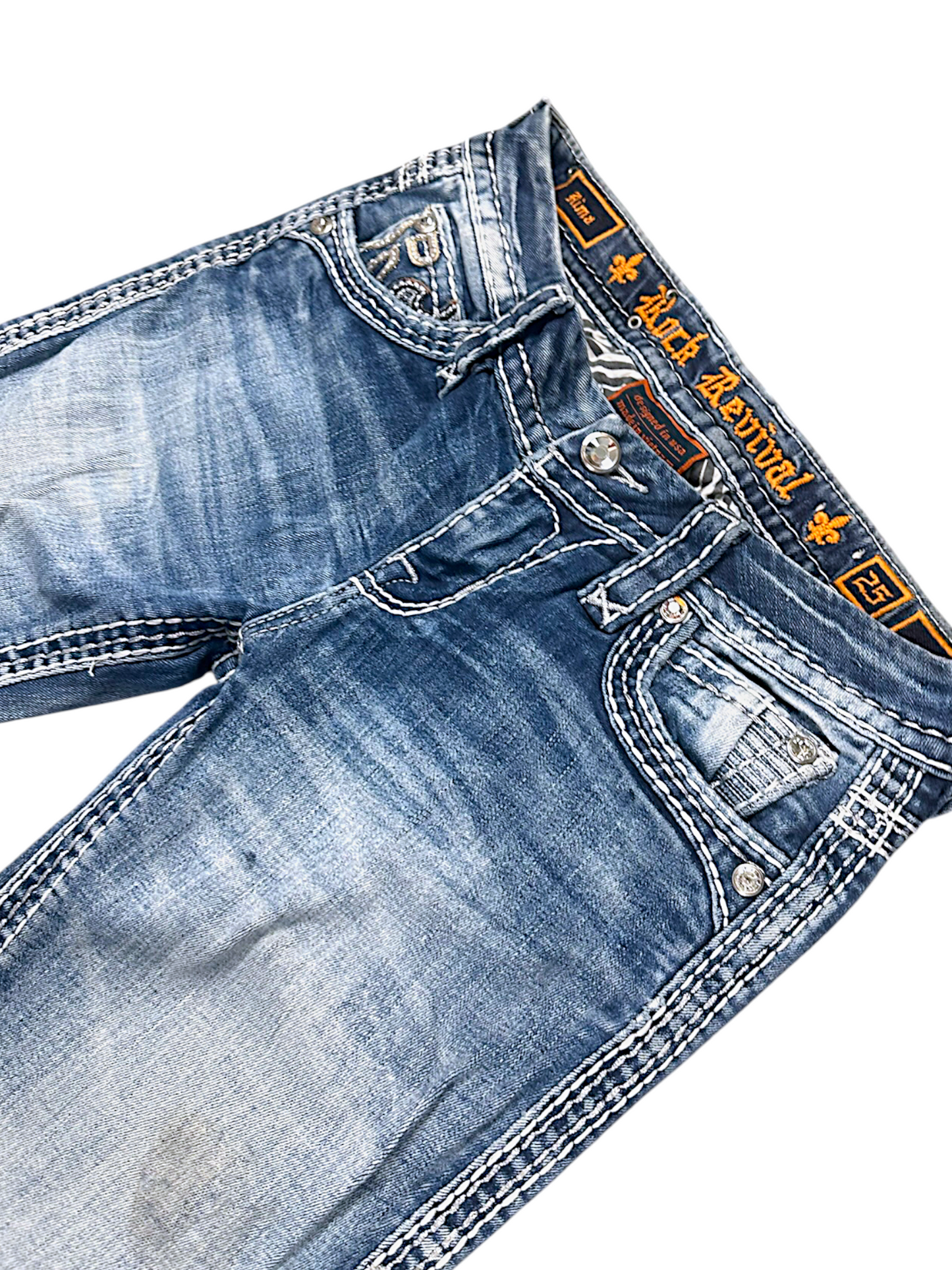 Vintage Rock Revival Y2K Low Waist Bootcut / Flared Damenjeans (S)