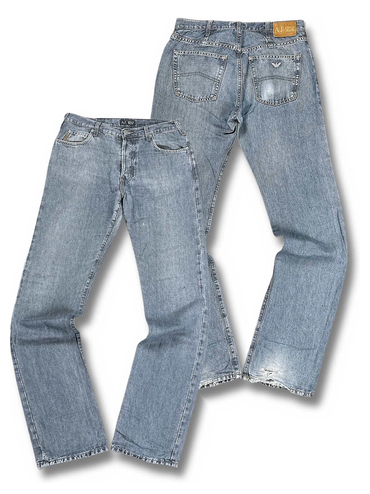 Vintage Armani Jeans Straight Leg Jeans (L) – Vorder- und Rückansicht