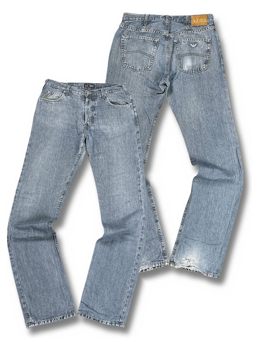 Vintage Armani Straight Leg Jeans (L) – Vorder- und Rückansicht