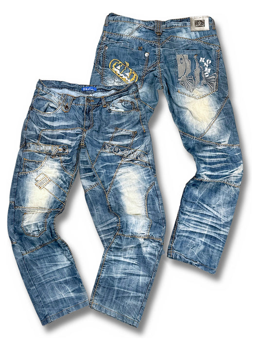 Vintage Japan Style Y2K Straight Leg Jeans (M) – Vorder- und Rückansicht
