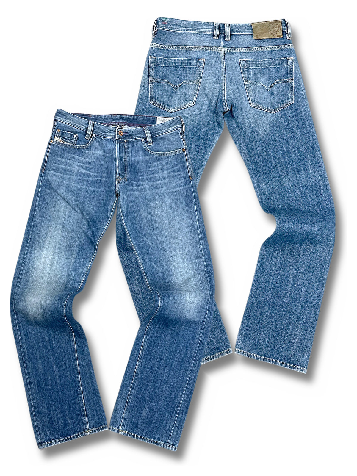 Vintage Diesel Straight Leg Jeans „Kajo“ (L) – Vorder- und Rückansicht
