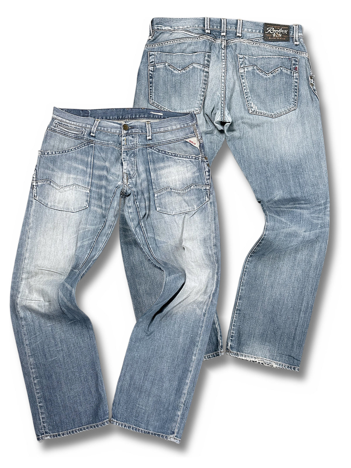 Vintage Replay Baggy Jeans (L) – Vorder- und Rückansicht