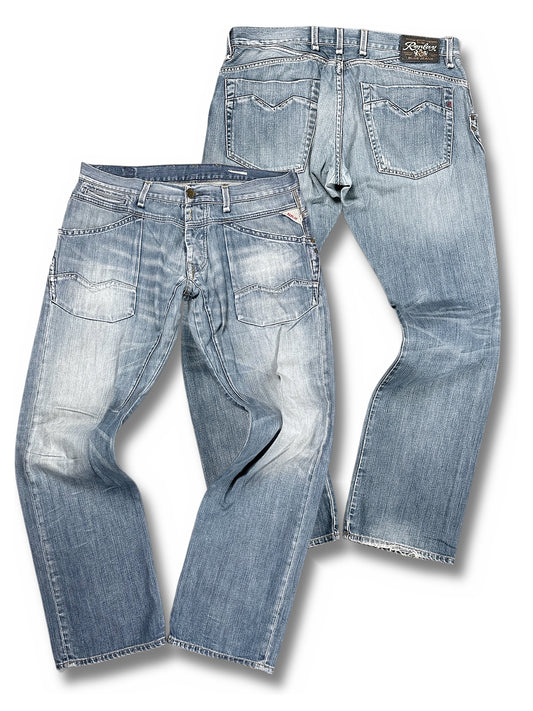 Vintage Replay Baggy Jeans (L) – Vorder- und Rückansicht