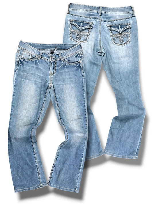 Vintage Embroidery Y2K Bootcut / Flared Damenjeans (M)