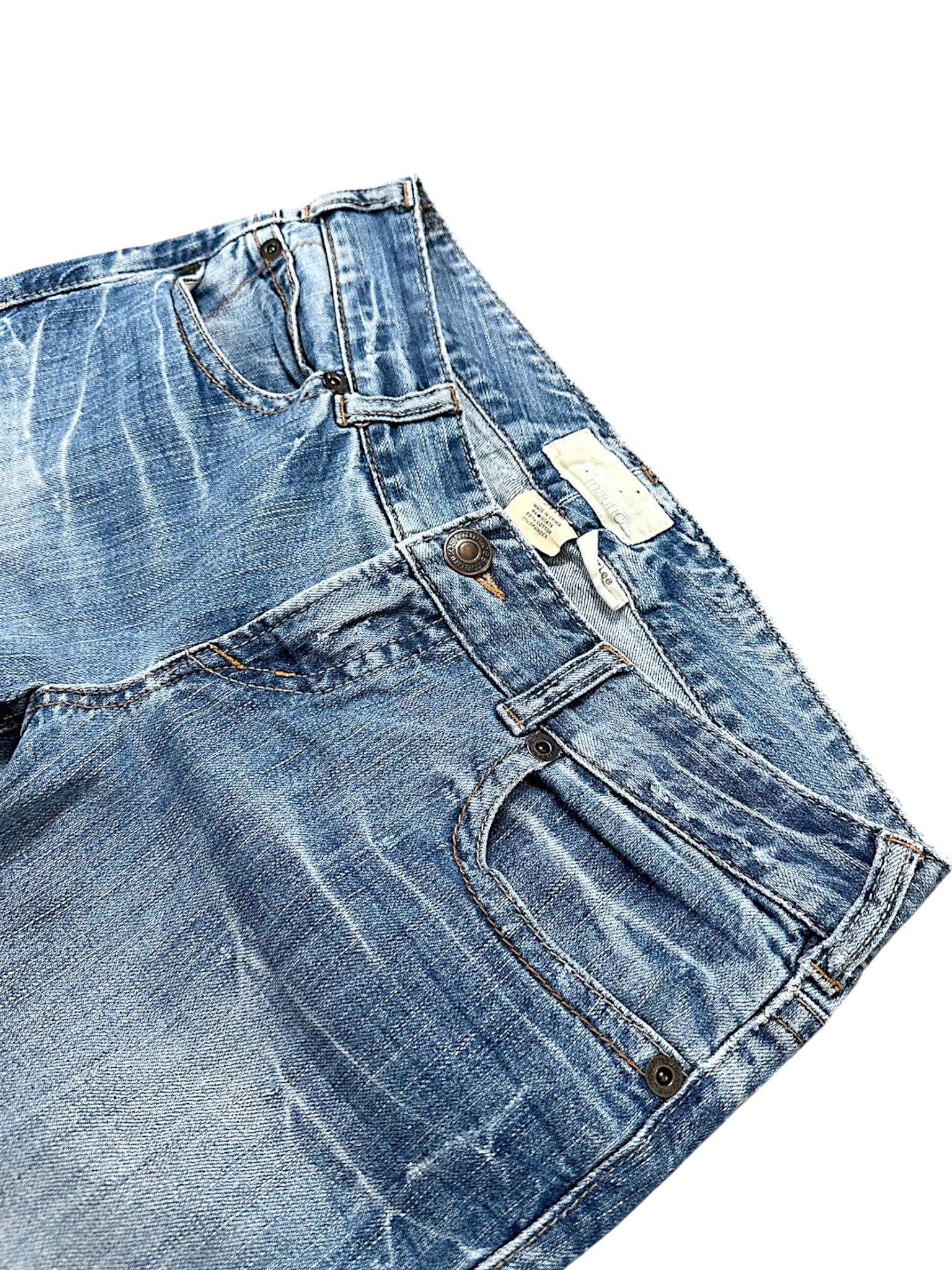 Vintage Embroidery Y2K Low Waist Bootcut / Flared Damenjeans (L)