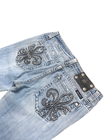 Vintage Miss Me Y2K Low Waist Bootcut Damenjeans (L)