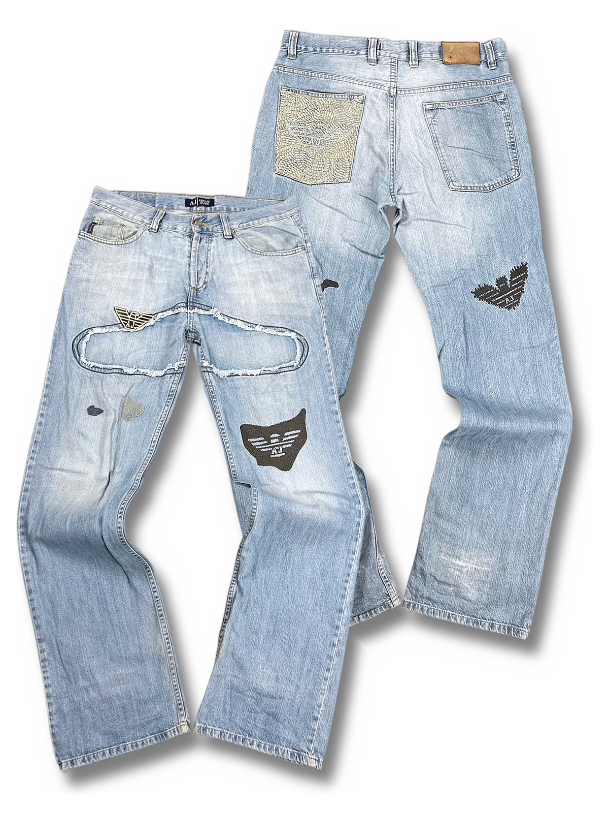 Vintage Armani Jeans Y2K Baggy Jeans (L) – Vorder- und Rückansicht