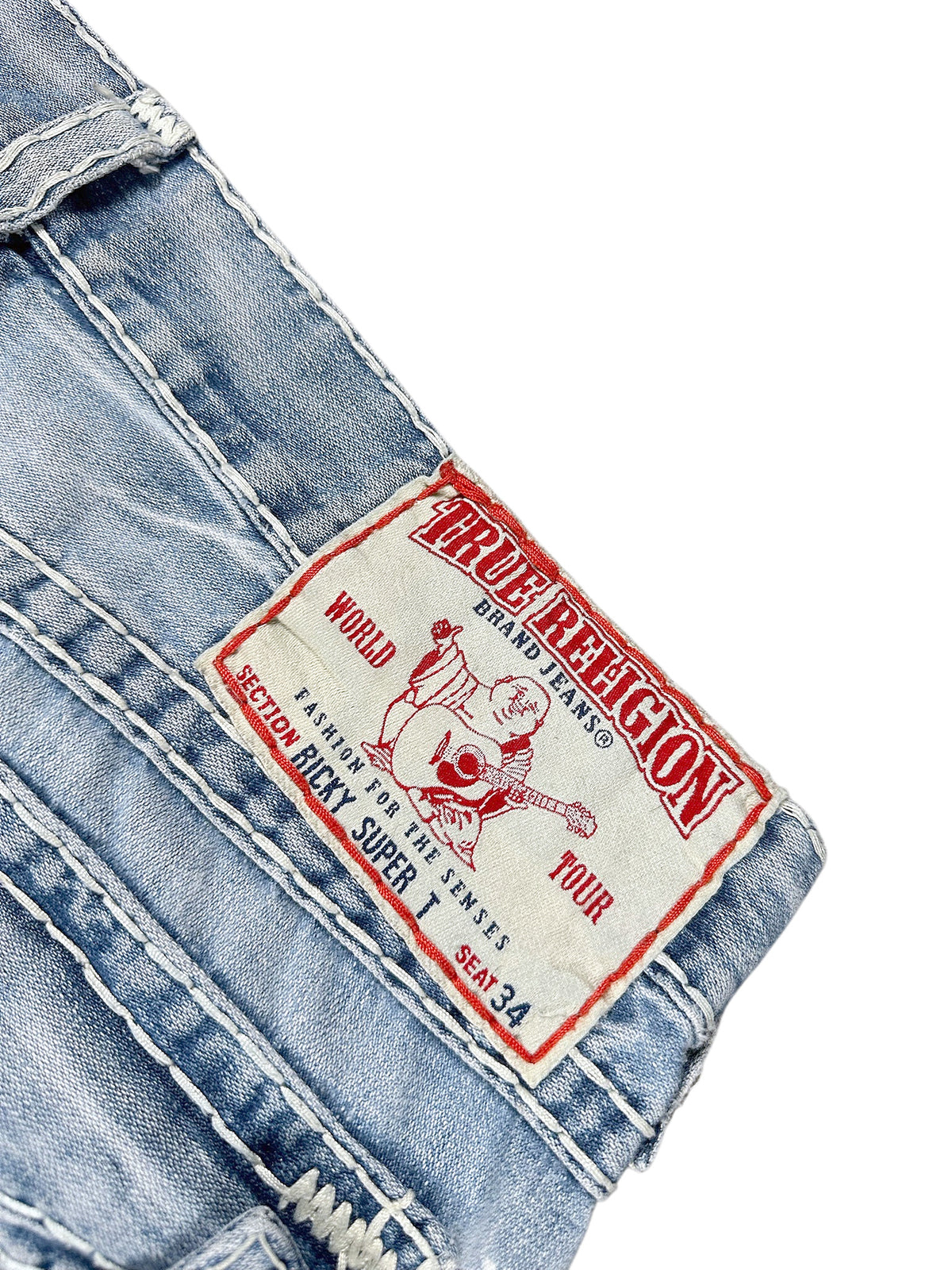 Vintage True Religion Y2K Baggy Jeans „Ricky Super T“ (XL) – Detailaufnahme 5