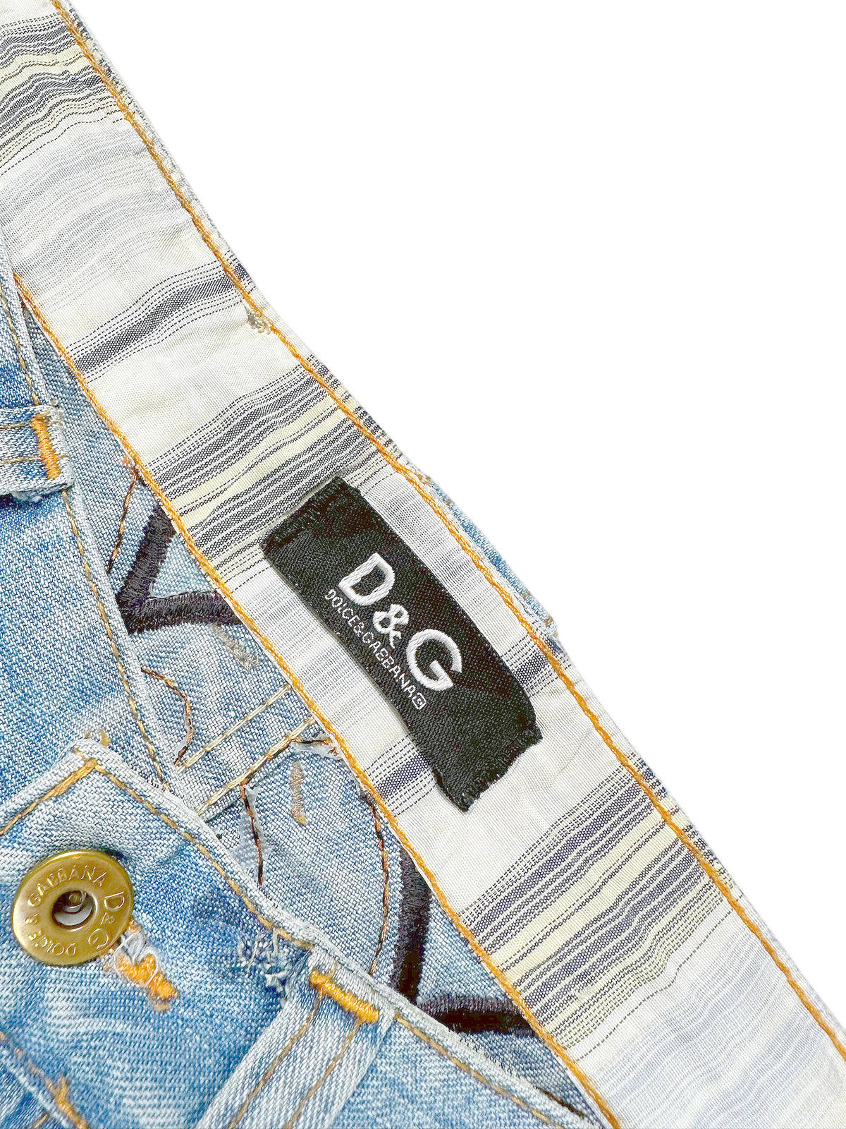 Vintage Dolce & Gabbana Y2K Printed Straight Leg Jeans (M) – Detailaufnahme 2